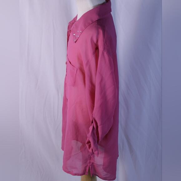 2/$12 Girl's Blouse button up Size XL (14/16) PINK - Picture 2 of 4